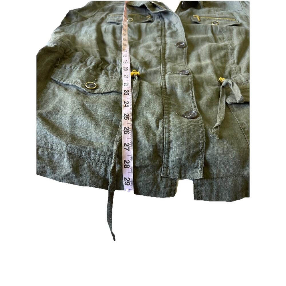INC Utility Jacket Women's 2XL Olive Green Linen Lightweight Cargo Military Chic - Picture 5 of 14
